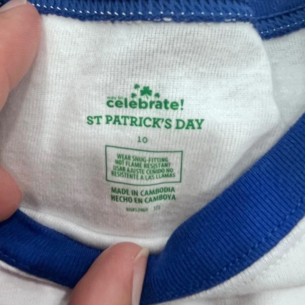 St Patrick's Day Pajama Set Kids 10‎ White St Pat-Trex Day Dino-Mite 2pc PJs